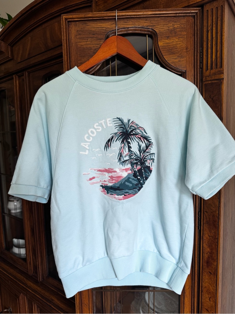 Lacoste Light Teal Palm Embroidered Sweatshirt
